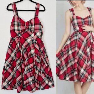 ModCloth Hep Hostess Midi Dress Plaid Circle Skirt Outlander‎ Size 3X